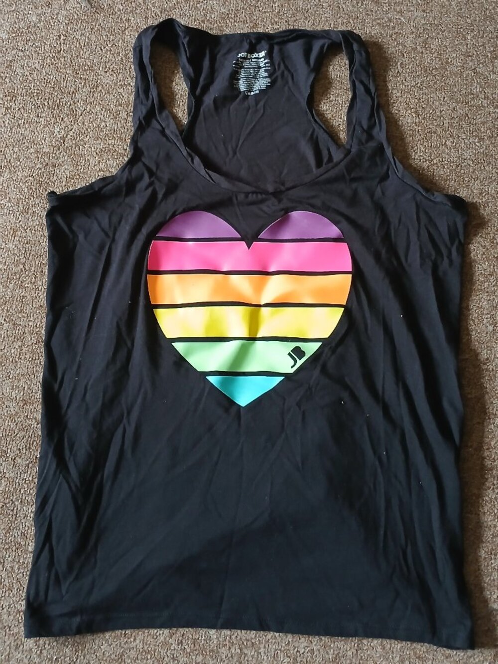 Joe Boxer Black Tank with Rainbow Heart - Size Medium